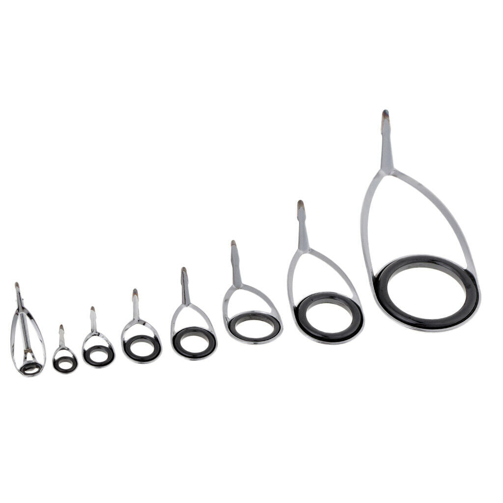 8 Pieces Straight Handle Fishing Rod Guide Tip Repair Kit Set Different Size