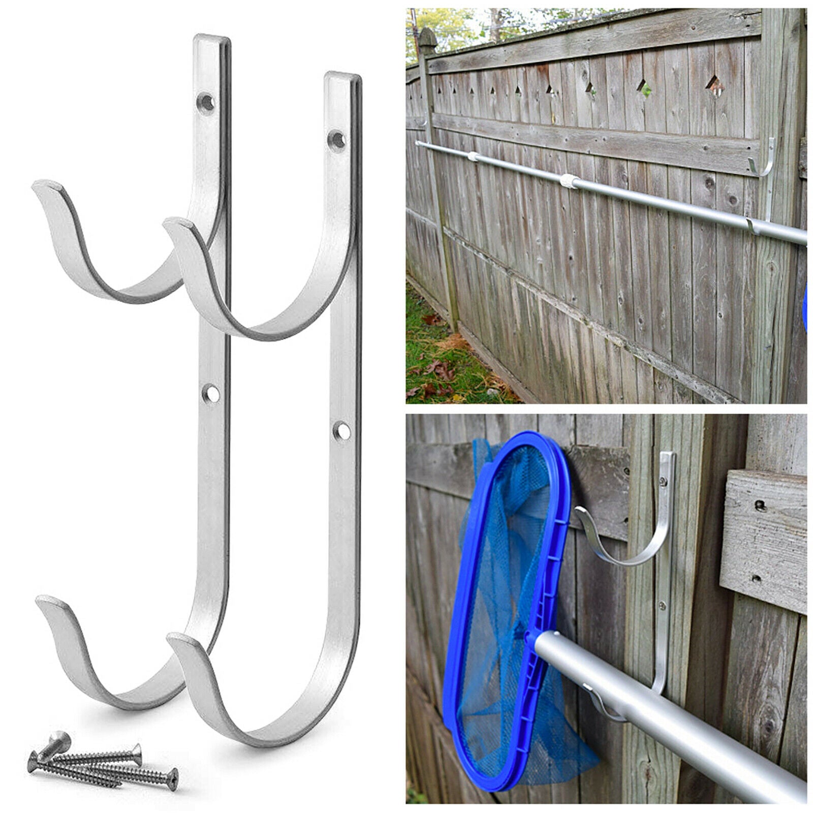 2pcs Pool Pole Hanger Pole Hook Rakes Brushes Vacuum Hose Pool Accessories