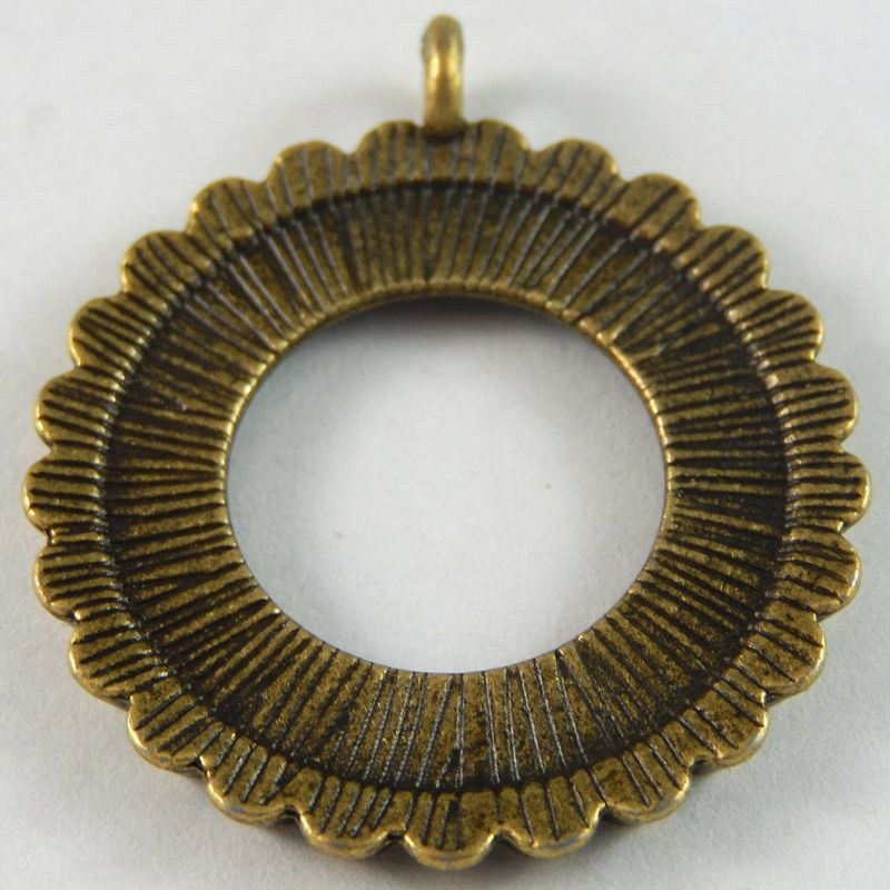 10 pcs Antiqued Bronze Flower Bezel Frame Round 25mm Base Setting Pendant Charm