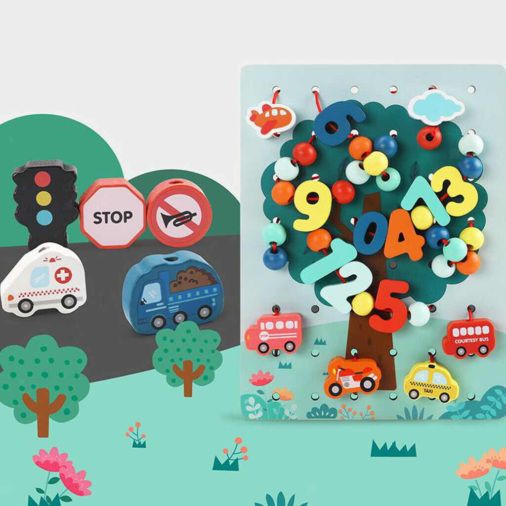 70 Pieces Cartoon Cognition Lacing Beads Educational Toys for Children Gift