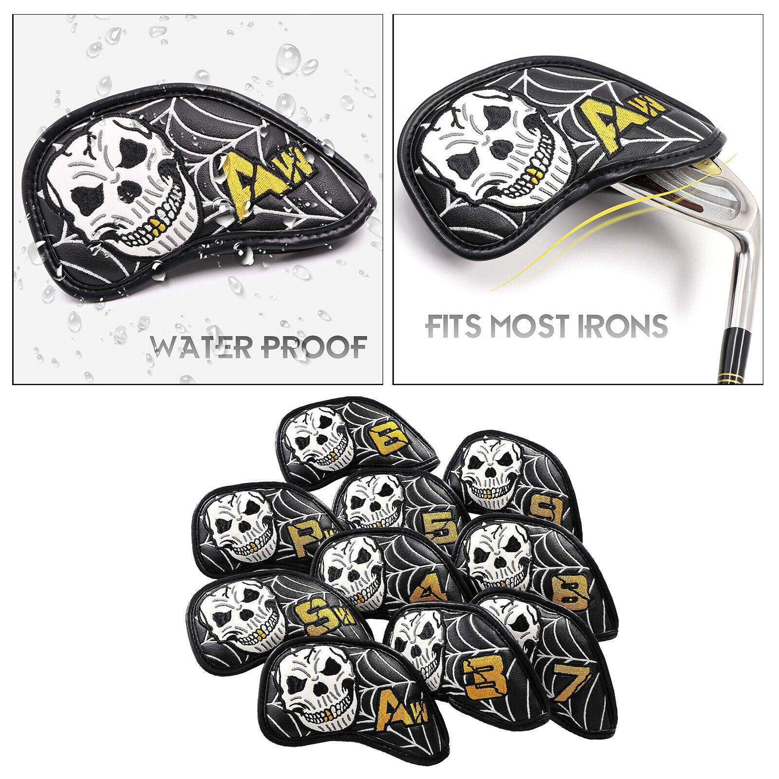 10pcs Waterproof Golf Iron Head Cover Club Headcover Wedges Anti-Scratch