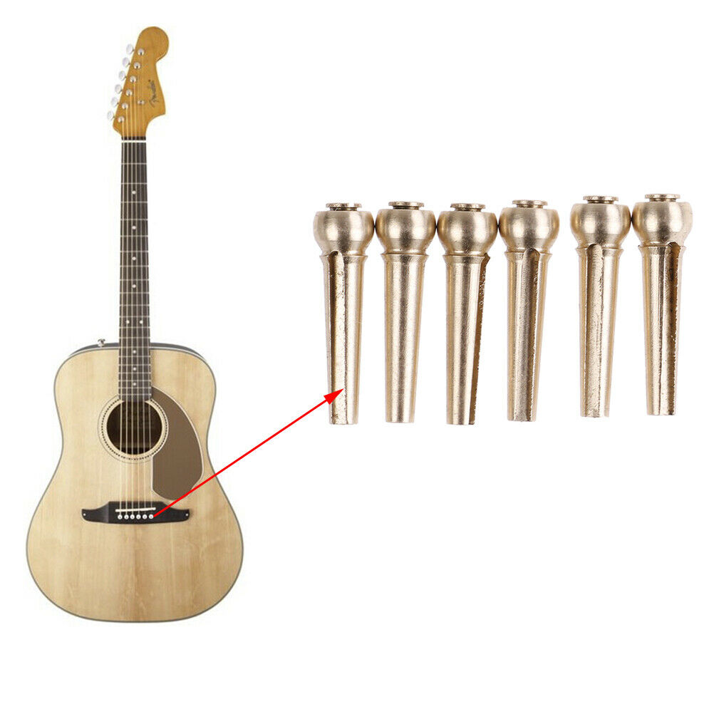 6pcs Brass Premium Bridge Pins Set For Acoustic Guitar Turned String Pegs.l8