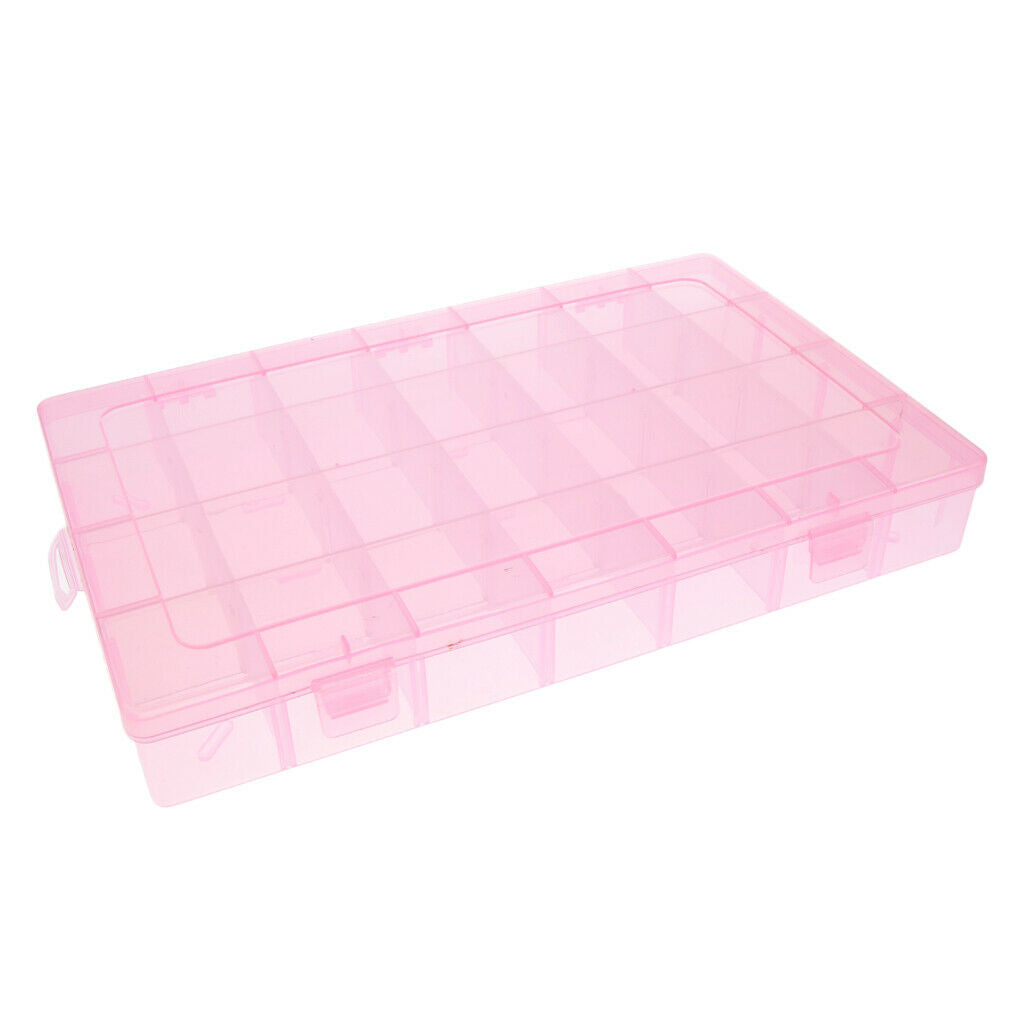 28 Grids Storage Box Case Home Organizer Earring Jewelry Container Pink