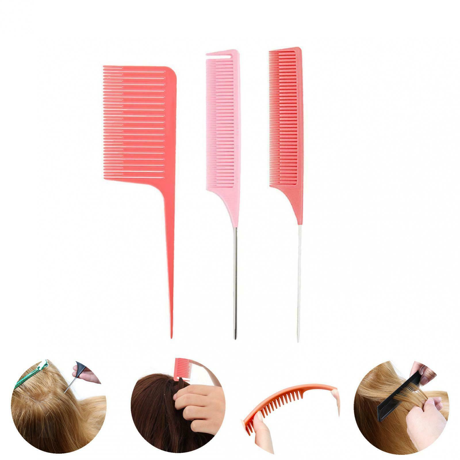 3x Plastic Fine Sectioning Weave Highlighting Foiling Hair Comb Hair Combs