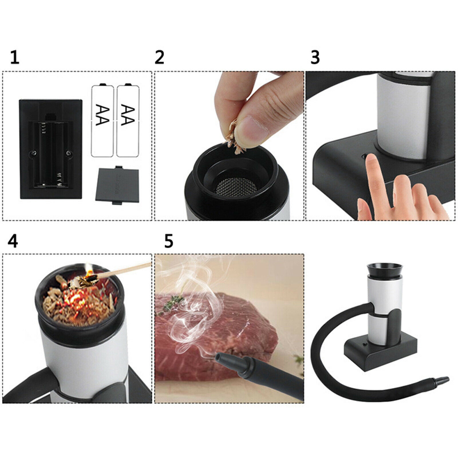Portable Smoker Gun Kitchen Smoke Infuser for Food Smoking Meat Cocktails BBQ