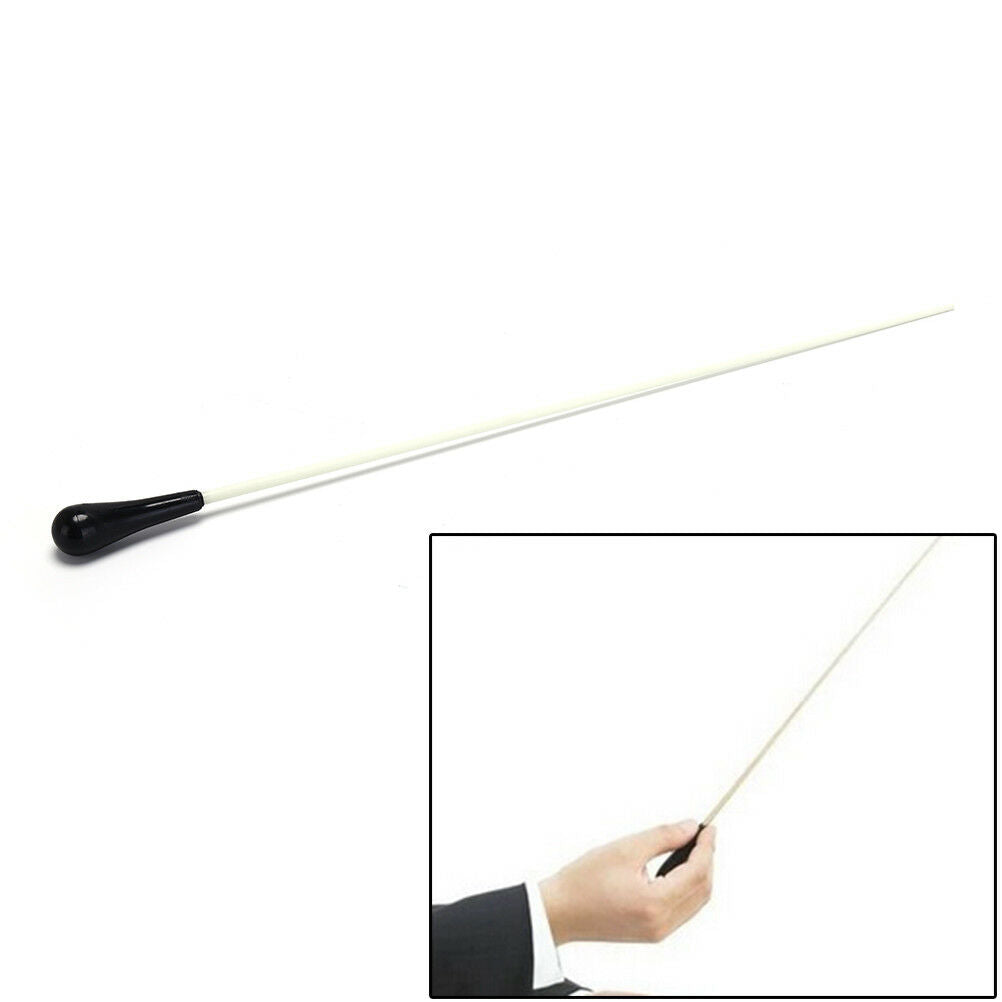 1pc Black ABS Handle Musical Music Conductor Baton Gift White 39CM lengthDDAU