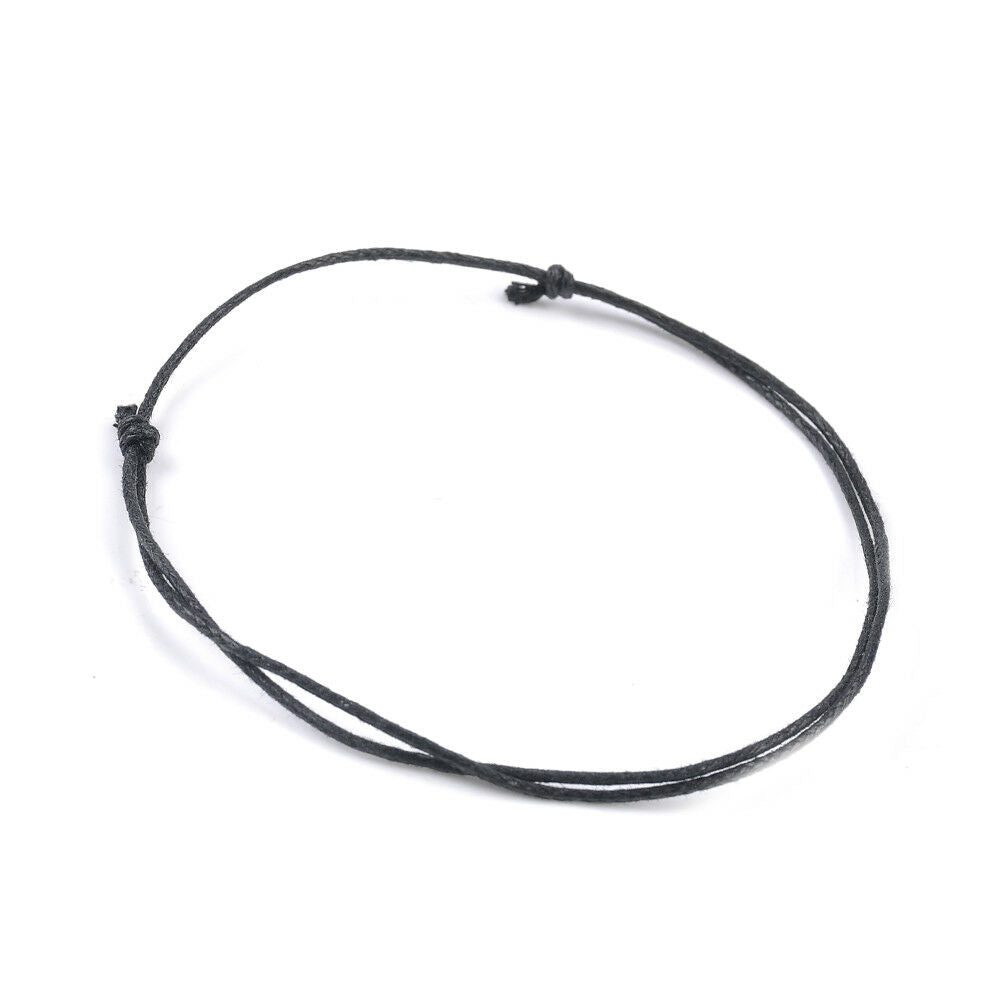 Simple 3pcs Black Leather Cord Lucky Bracelet Anklet Adjustable For Men Women