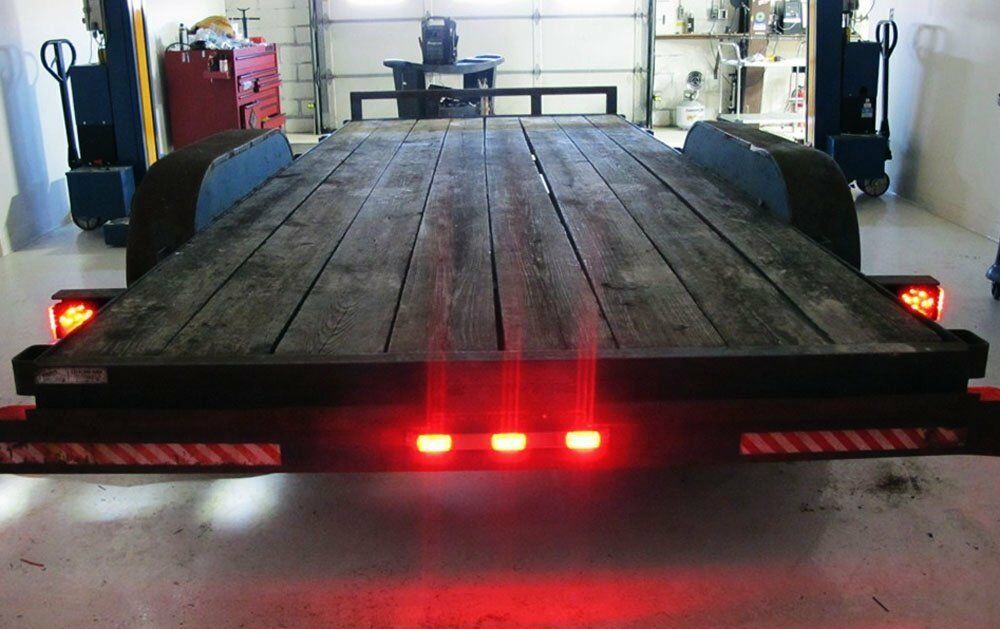 Red 9LED Clearance ID Light Bar Tail Lamp Stainless Steel For Car Truck Trailer