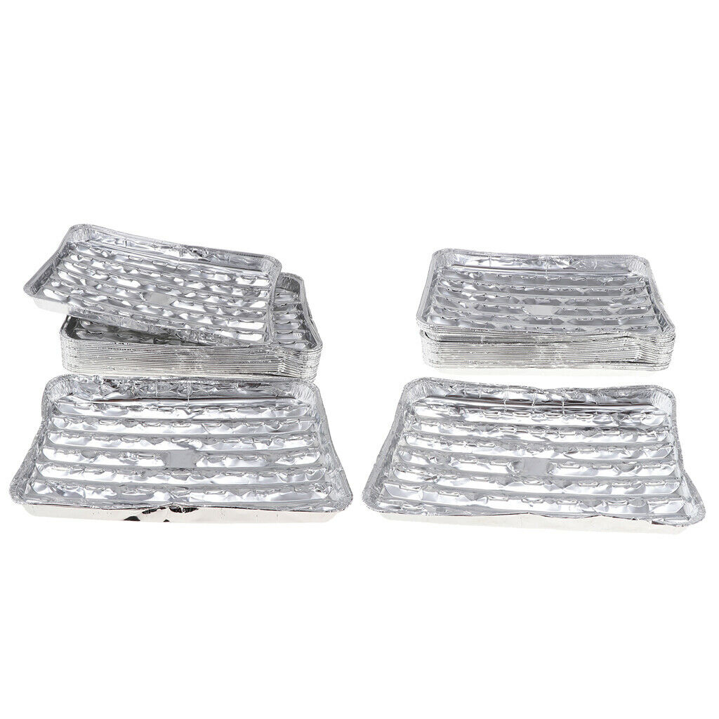40pcs Rectangular Disposable Aluminum Foil Pan Outdoor Picnic BBQ Spare