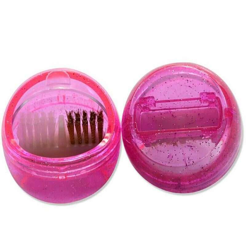 Nail Art Dual Clean Brush Head Drill Bit Cleanser Box Polishing Buffing ManiS FT