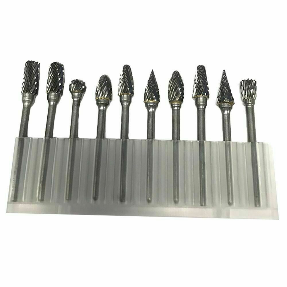 10x Tungsten Carbide Cutter Rotary Burr Set 1/8 Shank Drill Bits Die Grinder Bit