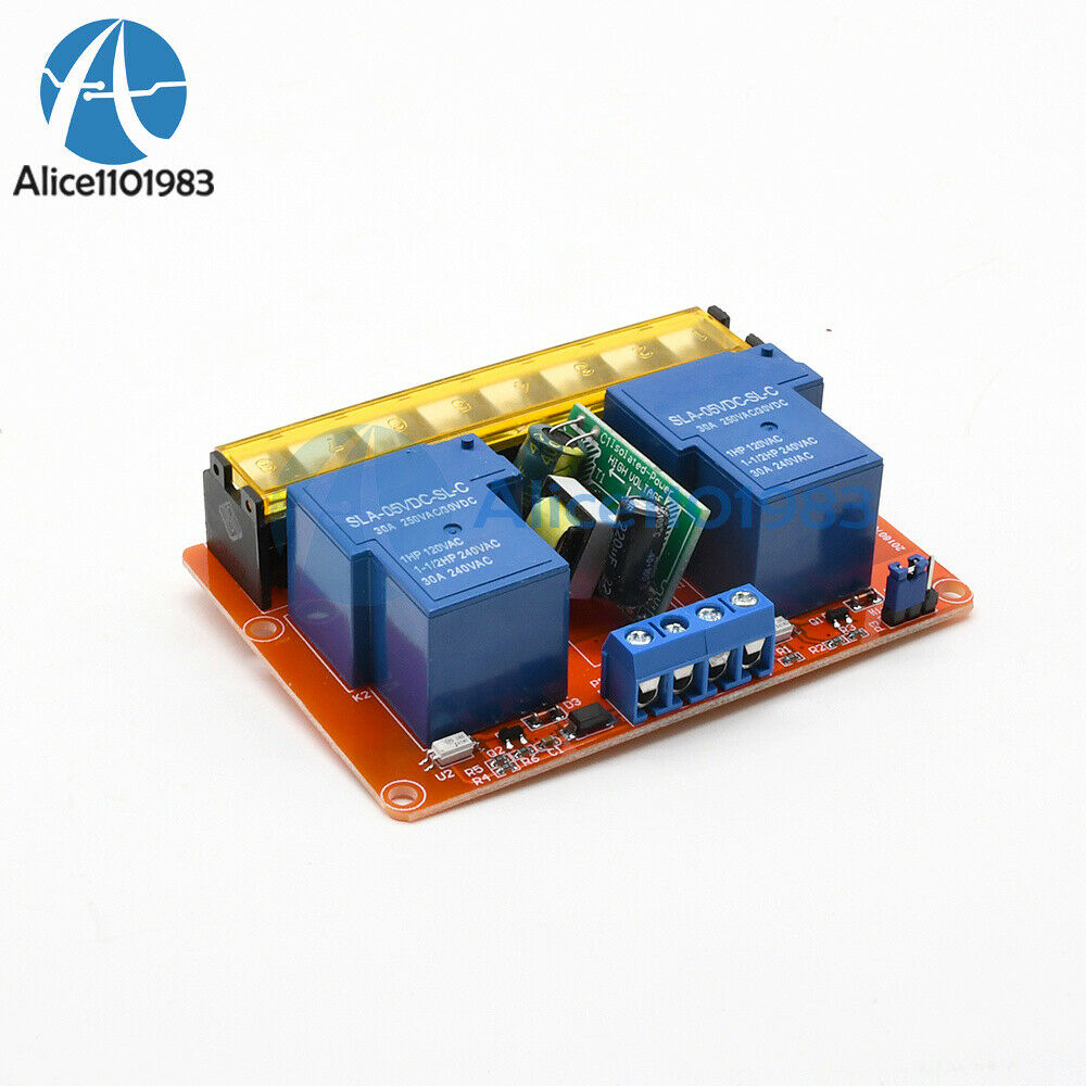 AC100-250V 30A 2 Channel Relay Switch DC 5V Hgh Low Level Trigger Control Module