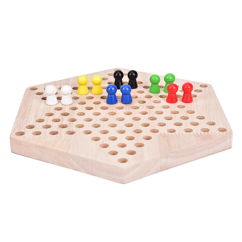 1PC Most Popular Traditional Hexagon Wooden Chinese Checkers Family Game SetY Fx