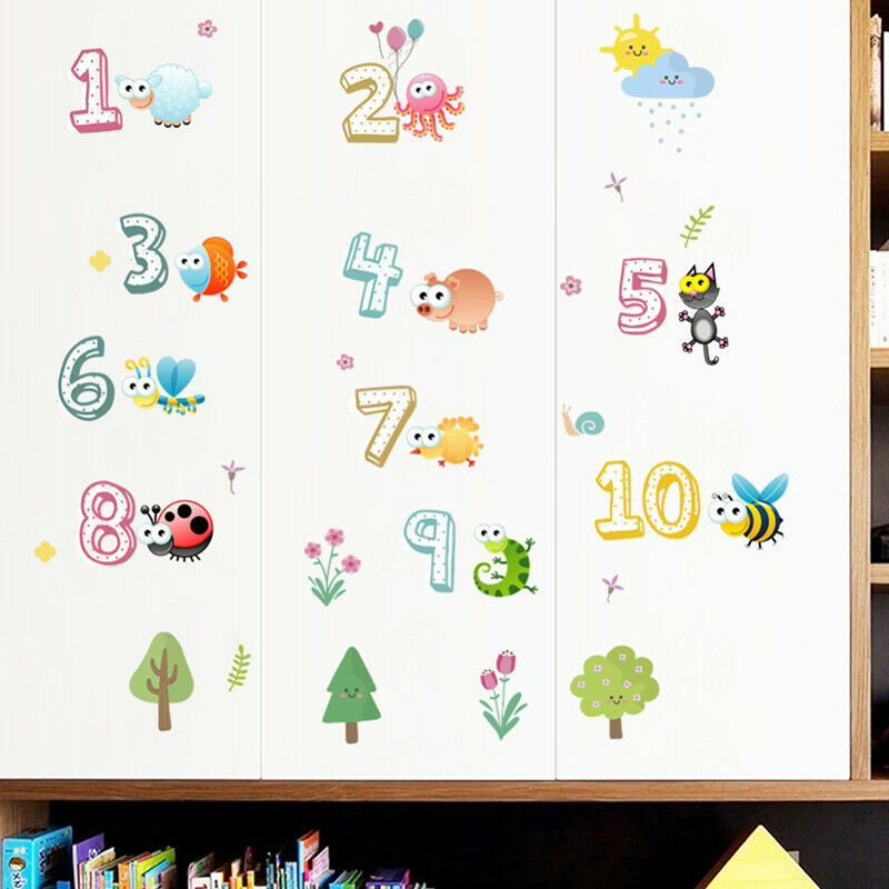 Cute Animals With Arabic Numbers Wall Stickers Nursery Mural Art Wall Dec.l8