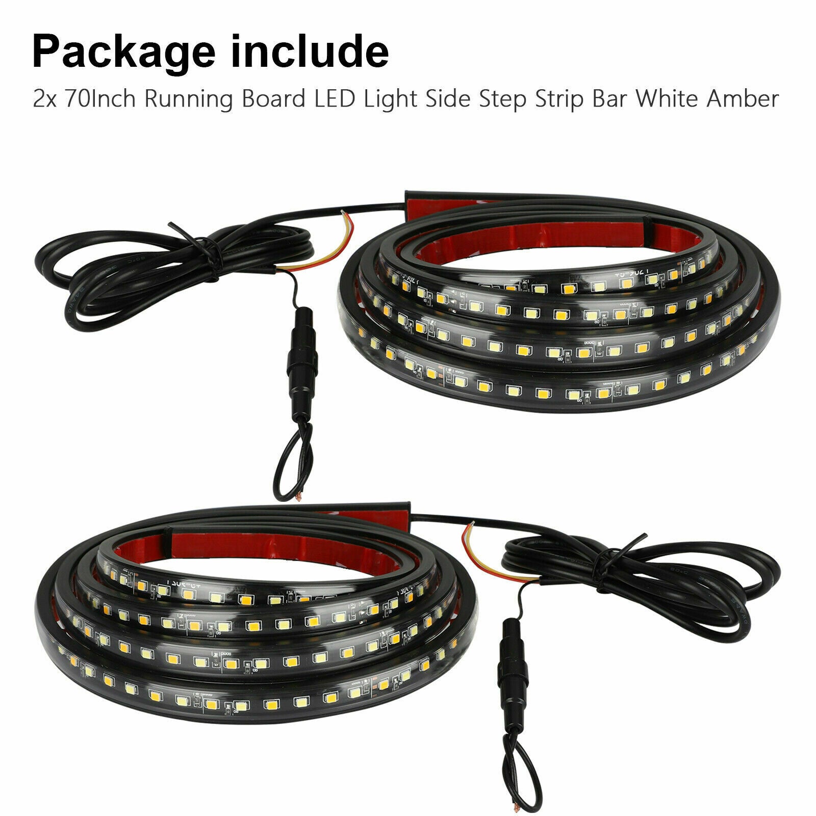 2X 70" Running Board LED Light Side Step Strip Bar White Amber Turn Signal Truck