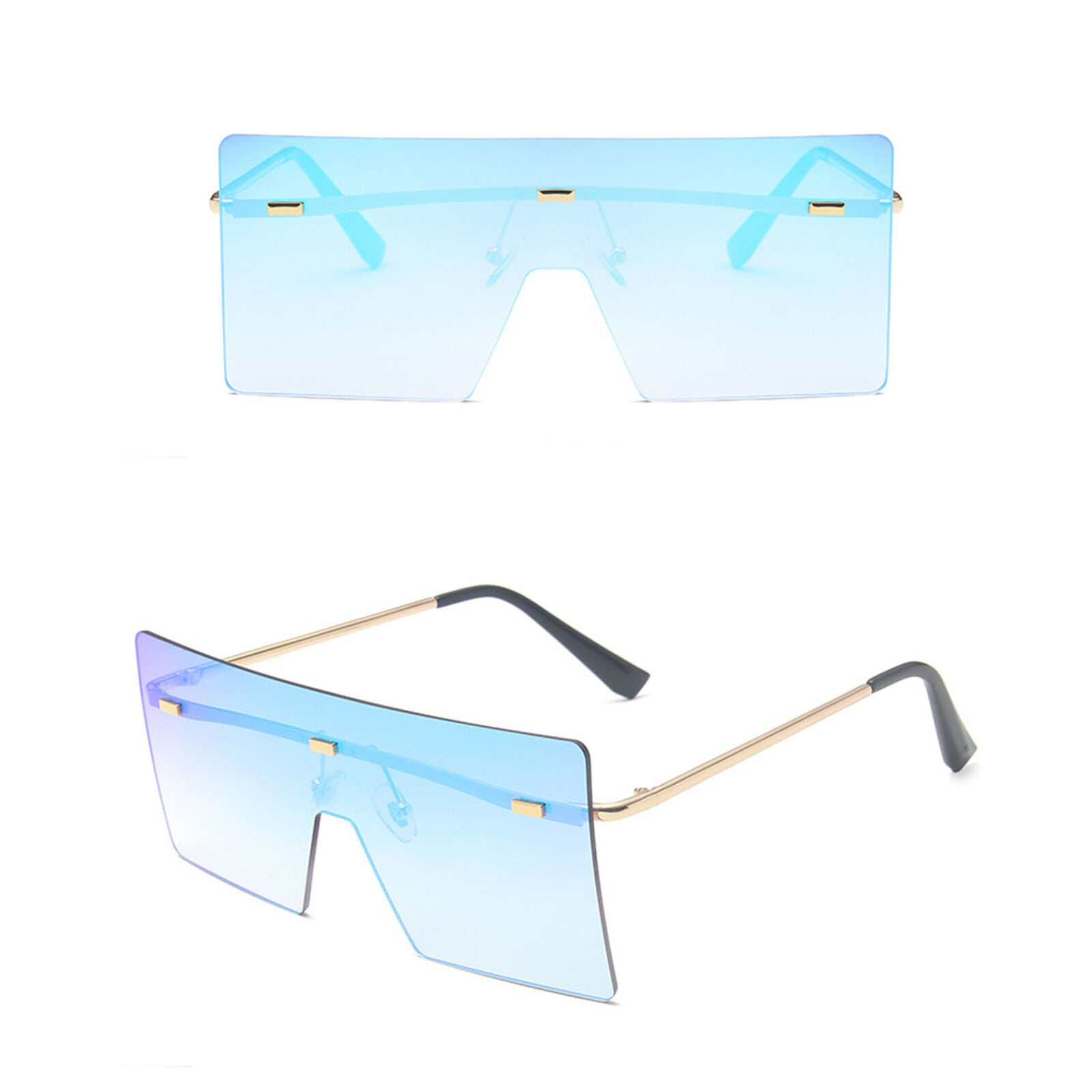 Rimless Oversized XXL Mirrored Square Sunglasses Women Outdoor Shade Glasses