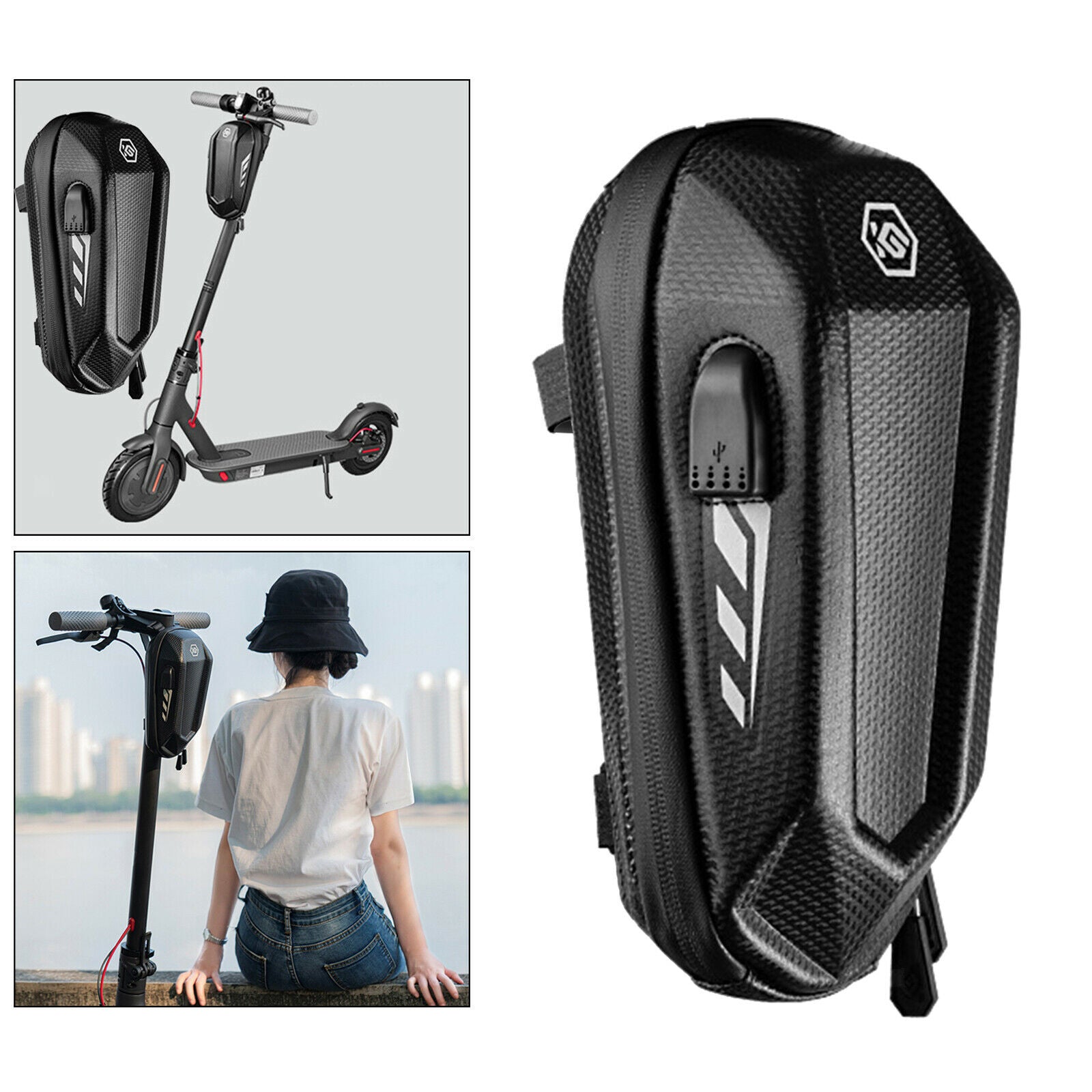 Kick Scooter Front Handlebar Bag 2L MTB EVA Hard Shell Reflective Pouch