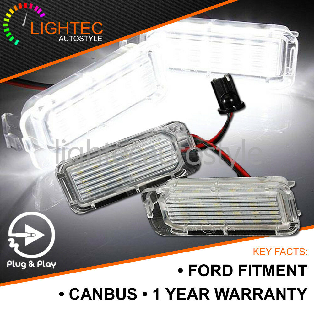 2x LED XENON WHITE LICENSE NUMBER PLATE LIGHT LAMP BULB FORD FIESTA FOCUS MONDEO