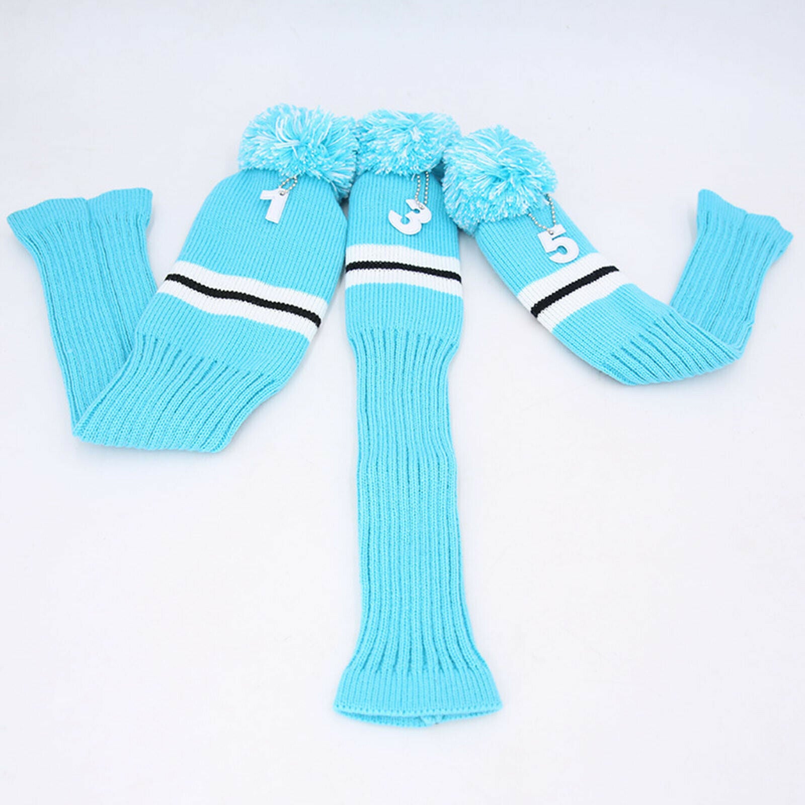 3pcs Knit Golf Driver Fairway Wood Head Covers Long Neck UT Club Headcover