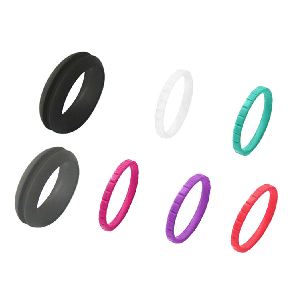 7pcs 8mm Silica Finger Ring Hand Jewelry Set for Sports Yoga Weddings Size 9