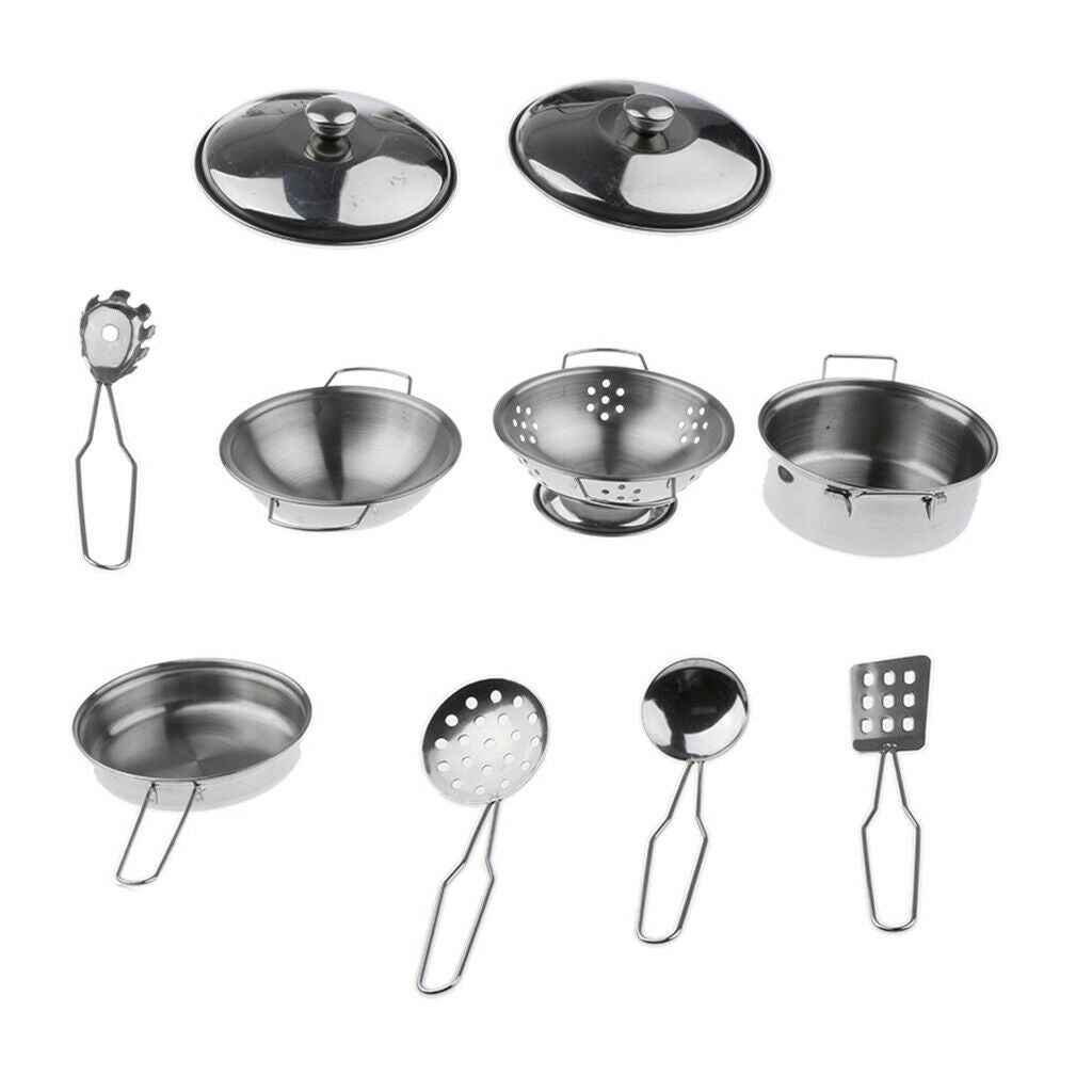 10pcs Simulation Kids Kitchen Cookware Set Children Dolllhouse Toys Age 3+ B