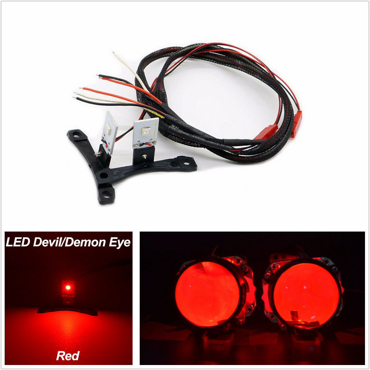 2x High Quality RED Demon Devil Eye LED Module for Projector Headlight Retrofit