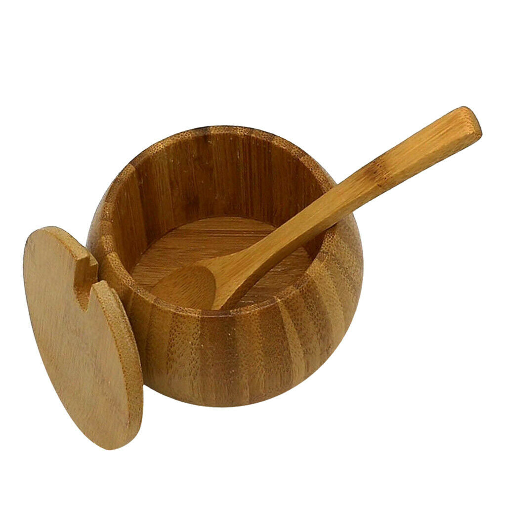 Bamboo Wooden Spice Jar Sugar Bowl Tea Seasoning Container Kitchen Gadget