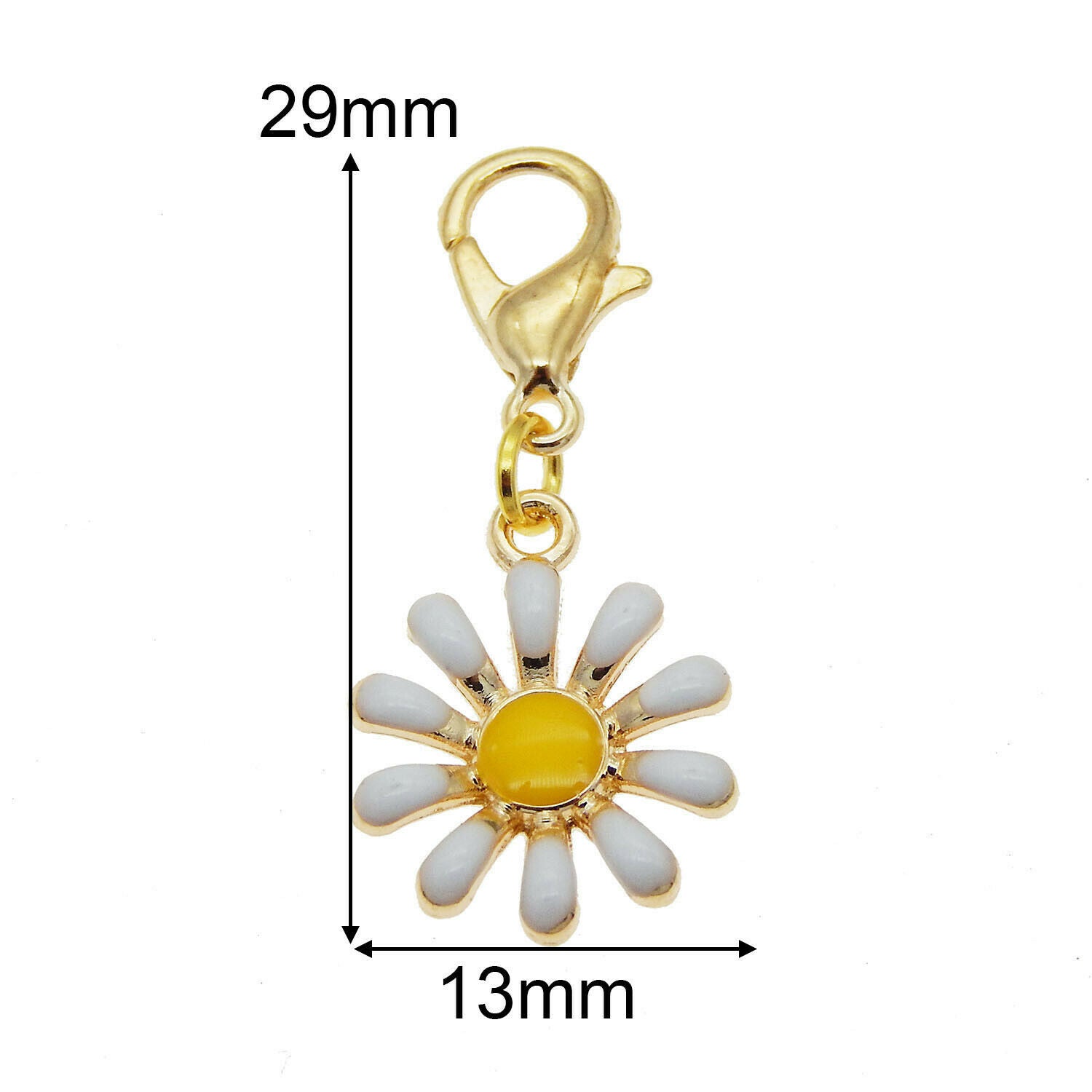 8pcs Alloy Enamel Daisy Pendant Lobster Clasp Jewelry Bracelet DIY Accessories