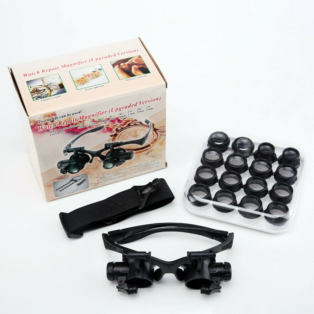 Multi-Power Double Lights Magnifier Glasses Loupe Magnifying Glass w/Lens @