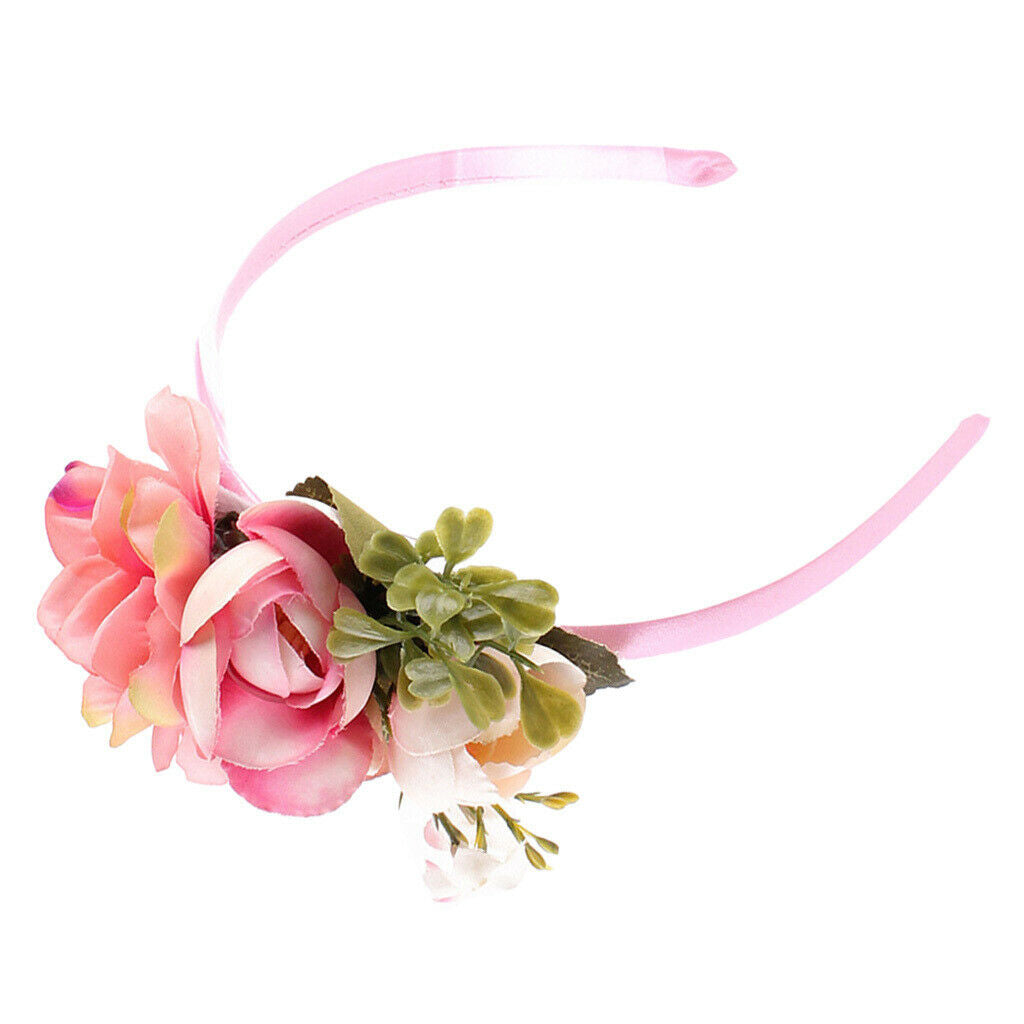 Handmade bride Floral Flower Crown Headband Garland Hair Accessories Pink