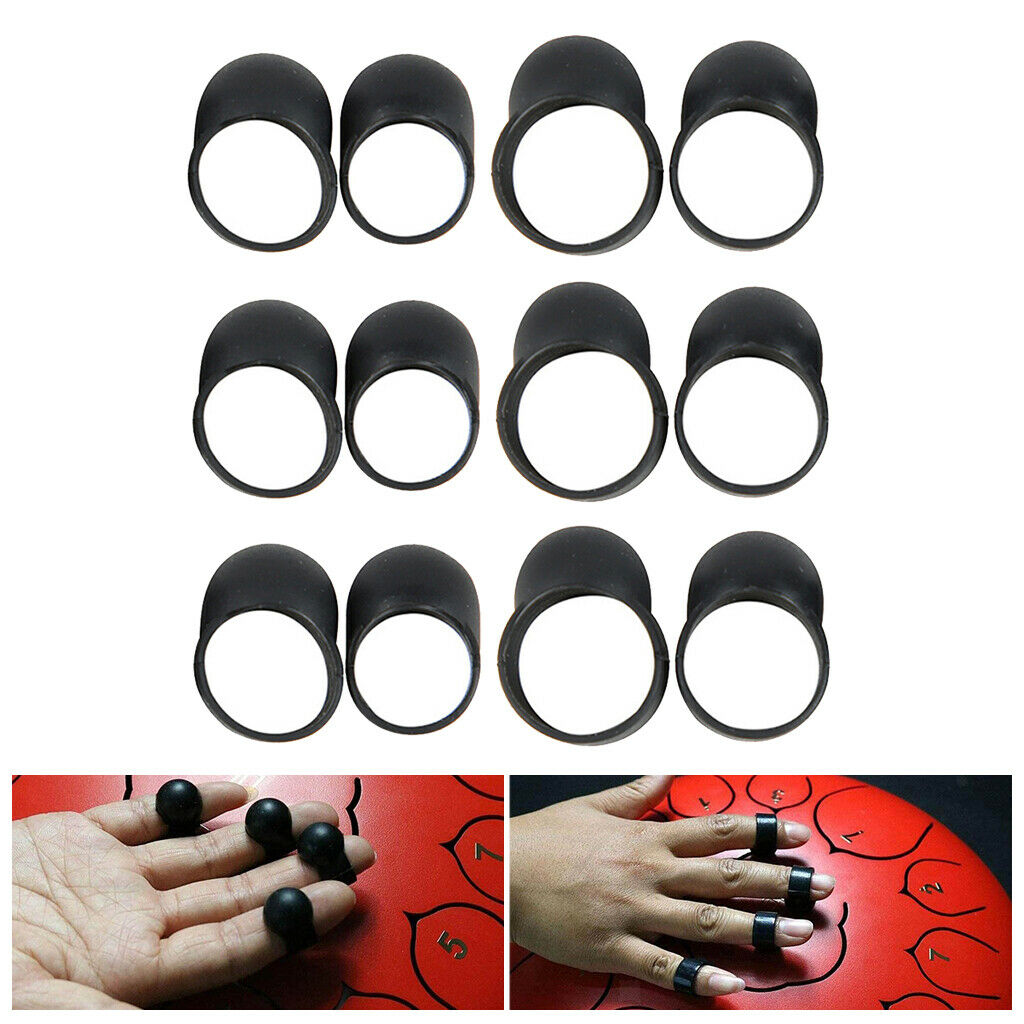 12x Steel Tongue Drum Finger Picks, Silicone Tapping Finger Sleeve Handpan