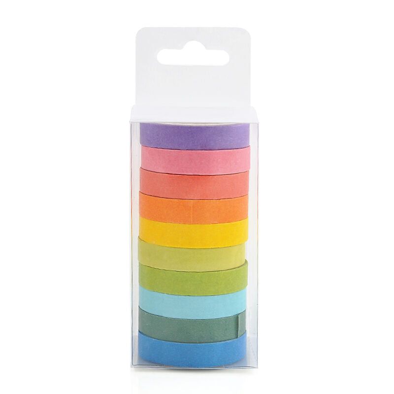 10x Rainbow Washi Sticky Paper Masking Adhesive Decorative Tape Scrapbooking DIY