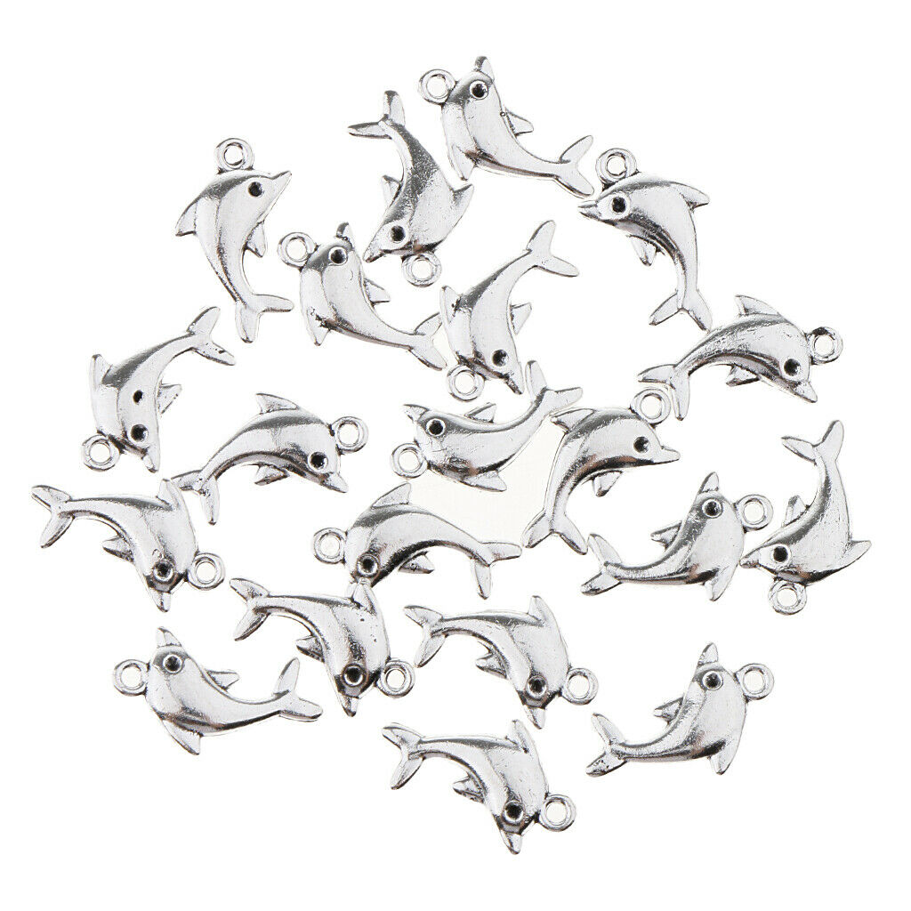 20x Nautical Charms Beach Themed Dolphin Pendant Beads for Making Bracelet