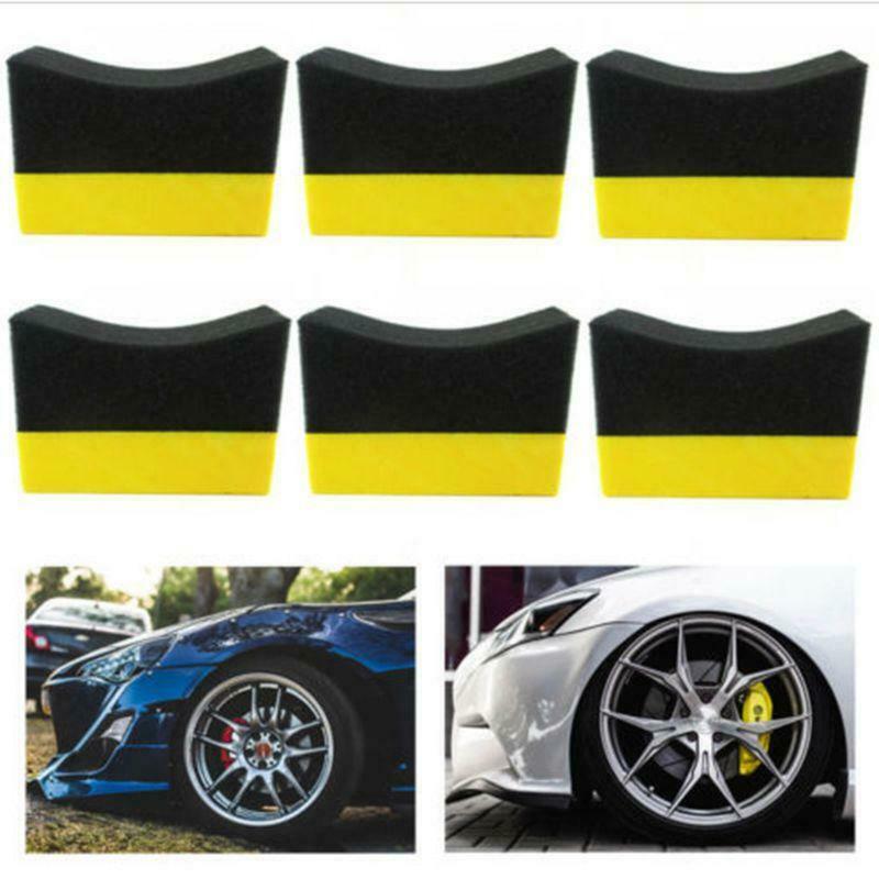 6Pcs Tire Contour Dressing Applicator Pads Gloss Shine Color Polishing Sponge
