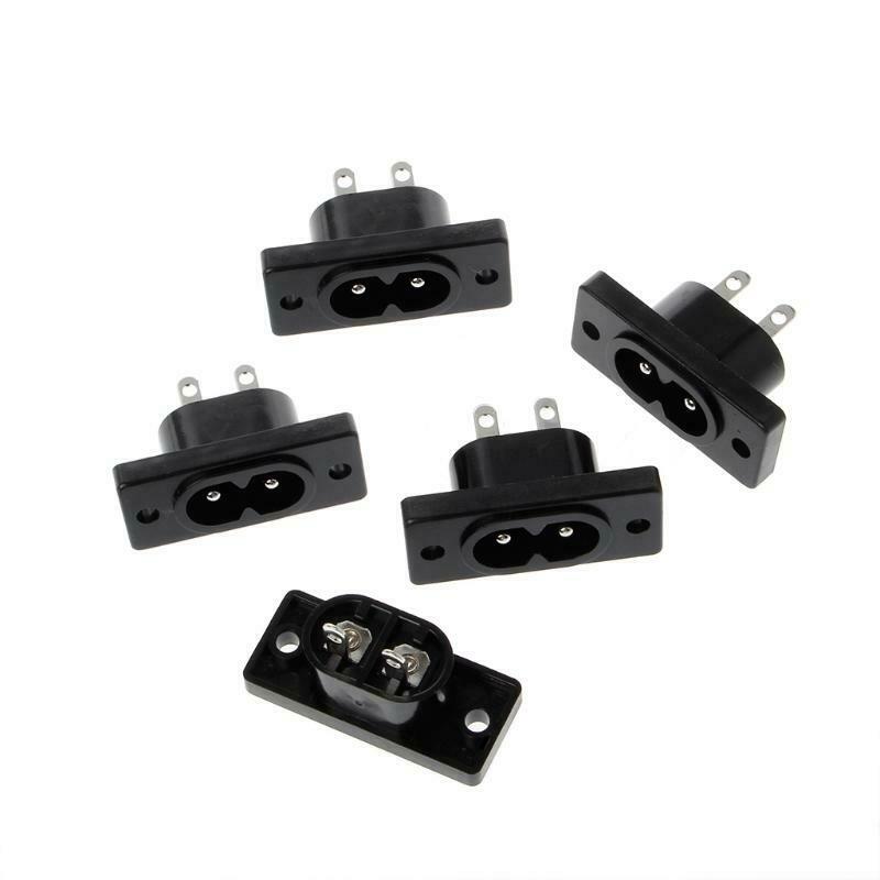 5 Pcs IEC320 C8 2 Terminal Power Plug Inlet Socket AC 250V 2.5A