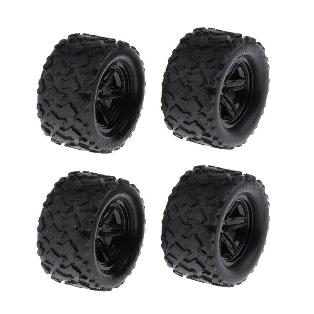 4-Pack Durable Plastic RC Car Racing Car Tyres Wheel and Rim RC Car Black
