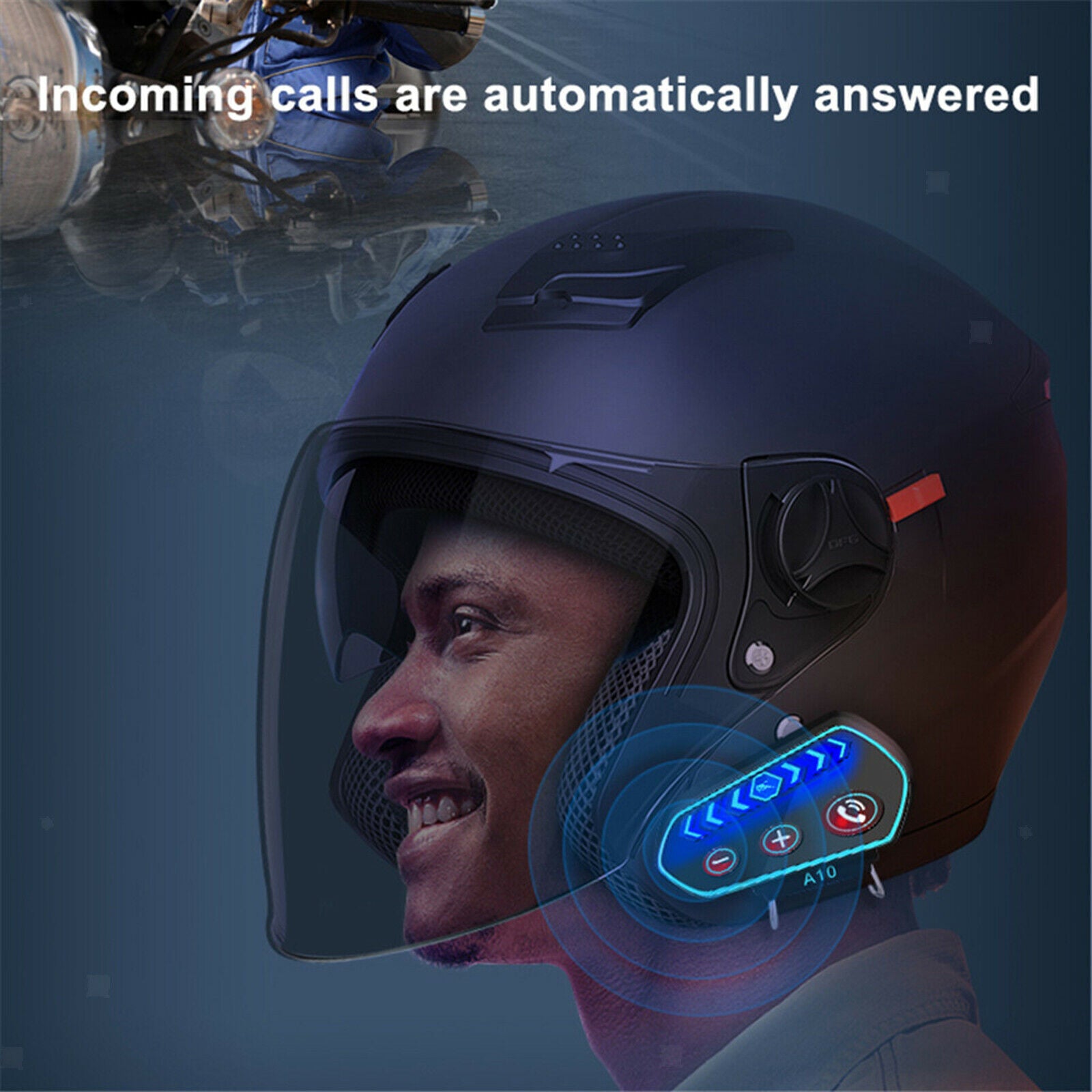 Motorcycle Helmet Headset IP67 Bluetooth 5.0 Headphone 2600mA Call Control