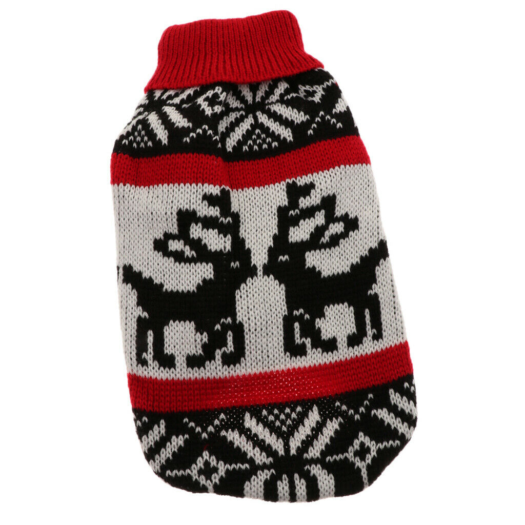 Pet Dog Cat Puppy Warm Sweater Jumper Costume Winter Apperal Deer Pattern S