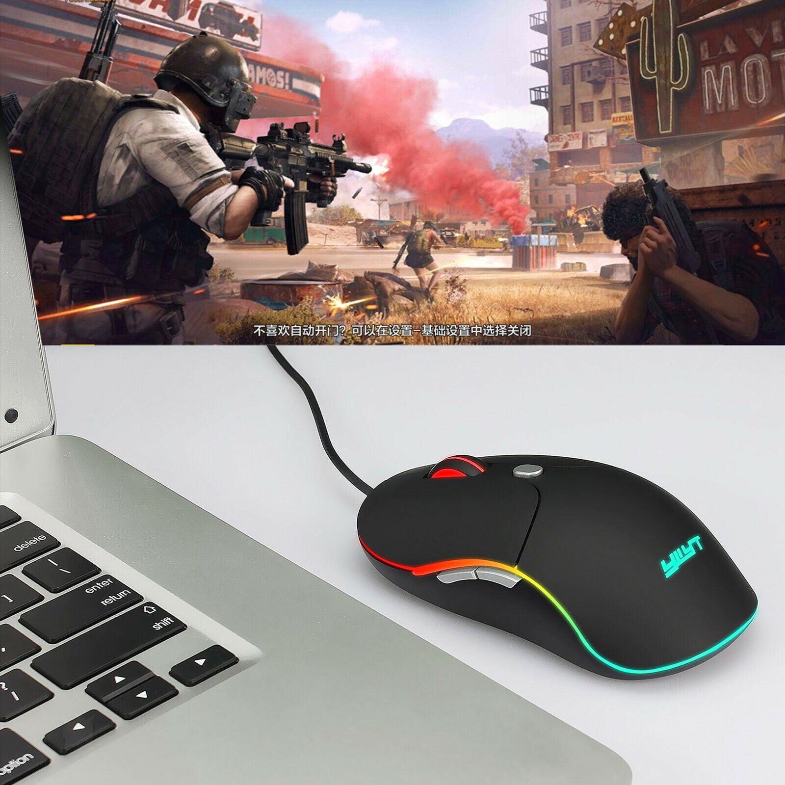 Desktop Laptop RGB Wired Gaming Mouse 3200 DPI Adjustable Mice Programmable