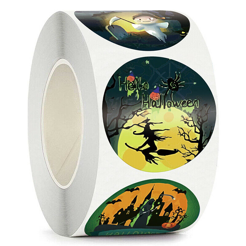 500pcs Halloween Witch Round Stickers Envelope Sealing Labels Candy Bag Stic Kt