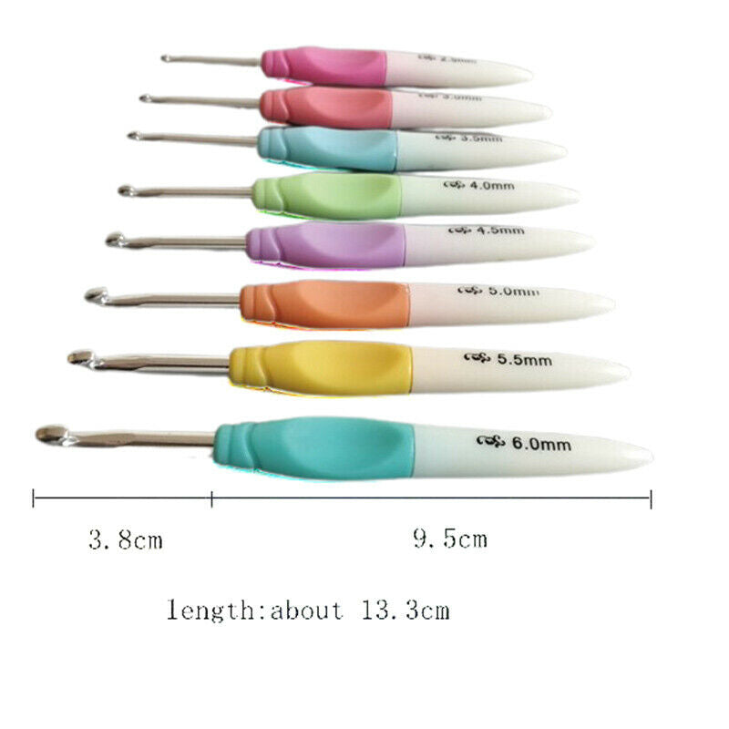 8Pcs/Set 2.5-6.0mm Crochet Hook Set Aluminum Ergonomic Crochet NeedlesBDAU