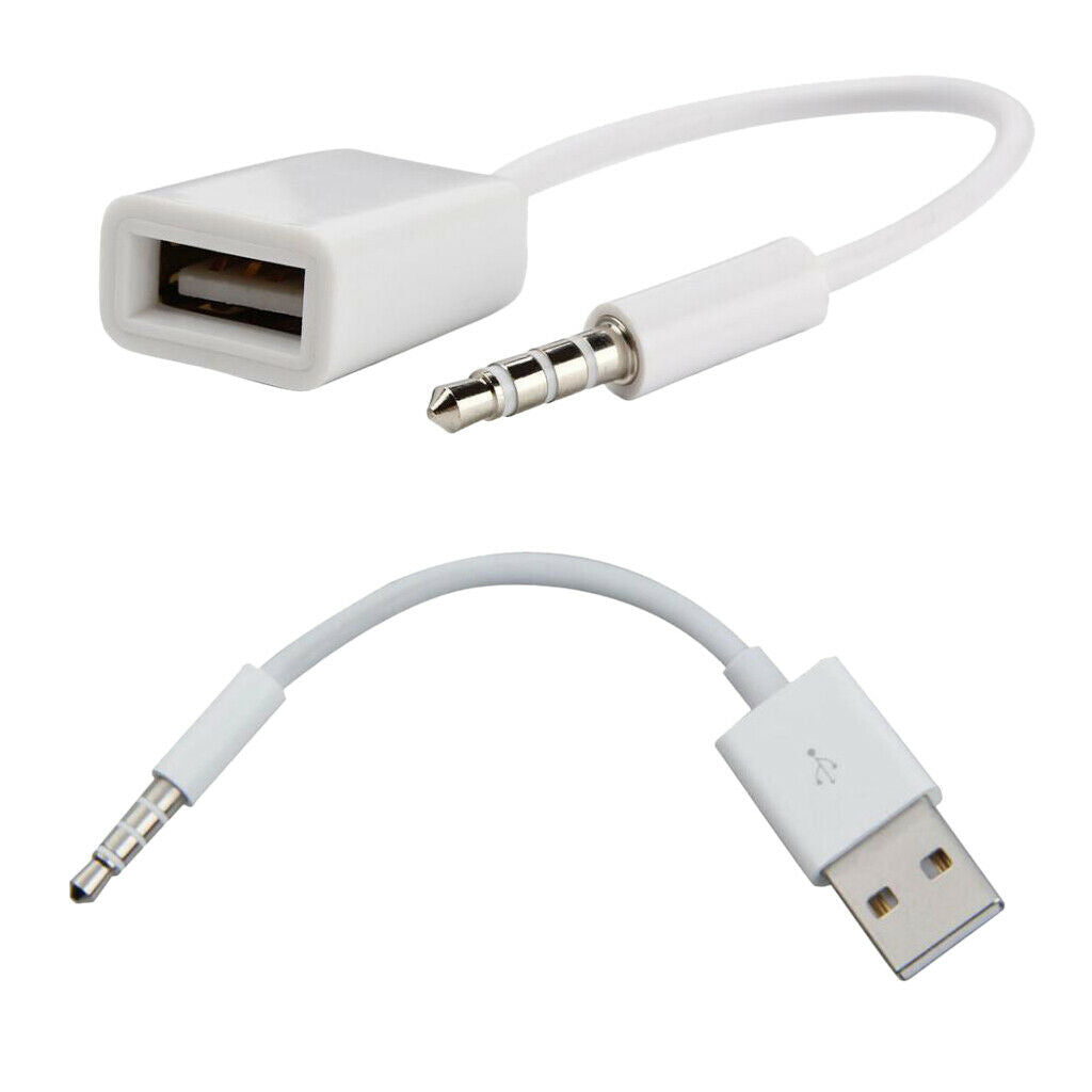 Lots 2 Universal 3.5mm Male USB 2.0 Female/Male Data/Charging Cord Adapter