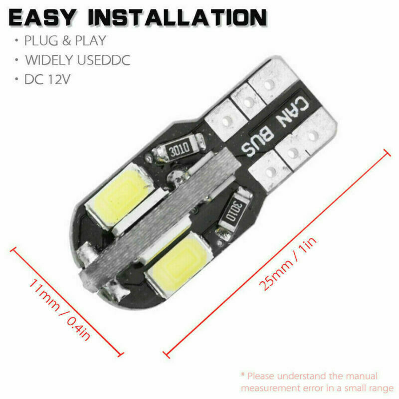20Pcs Canbus T10 194 168 W5W 5730 8 LED SMD White Car Side Wedge Light Bulb Lamp
