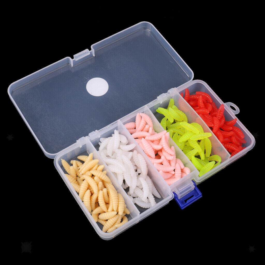 250 Pcs   Worm Soft Fishing Lure Maggots Grubs Outdoor Artificial Lures