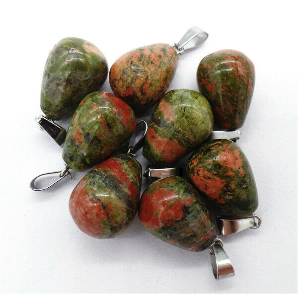 100Pcs 18x13mm Wholesale Natural Unakite Jasper Teardrop Pendant Bead HH8333