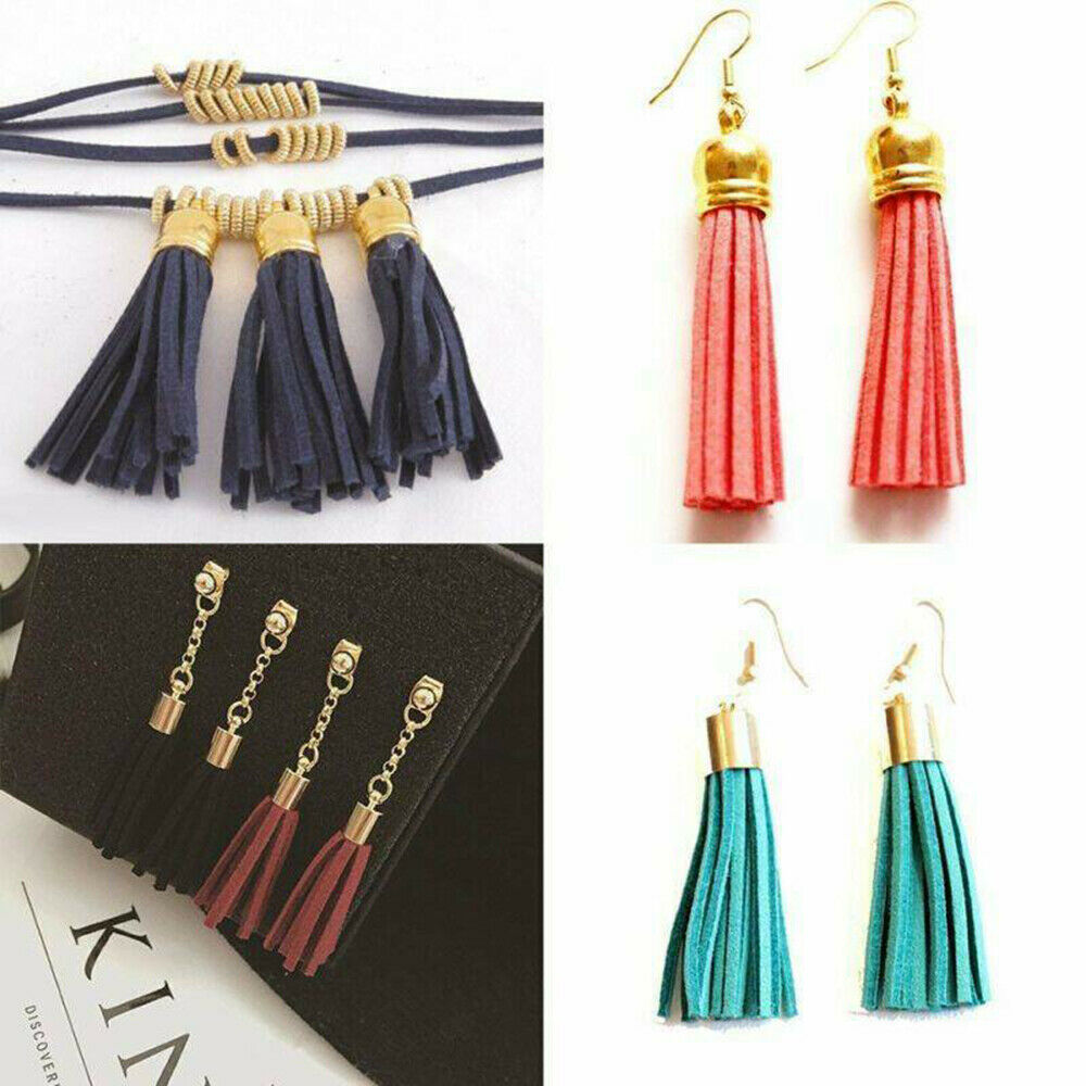 30 Pcs Charms Suede Leather Tassel For Keychain Pendant Jewelry DIY Crafts Set