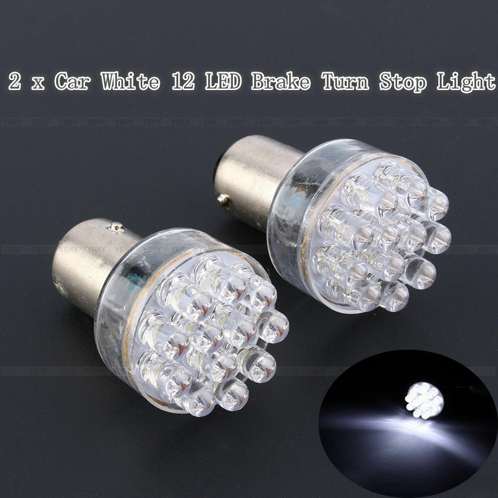 2x Bright White Car 1157 BAY 15D 12 LED Brake Stop Tail Light Lamp Bulb S30