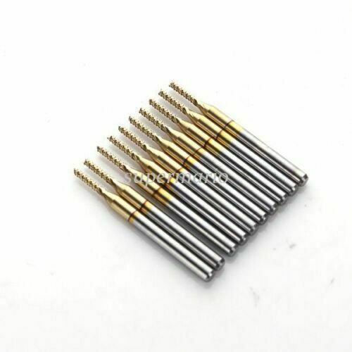 10x Titanium Coated 1/8" 1.2mm Carbide Engraving Bit CNC PCB Rotary Burr Set
