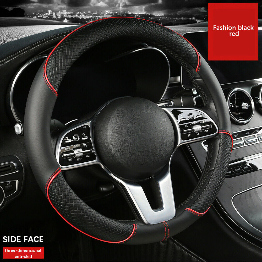 Microfiber Leather Steering Wheel Protector Cover Car SUV Anti-Slip Fit 14.5-15"