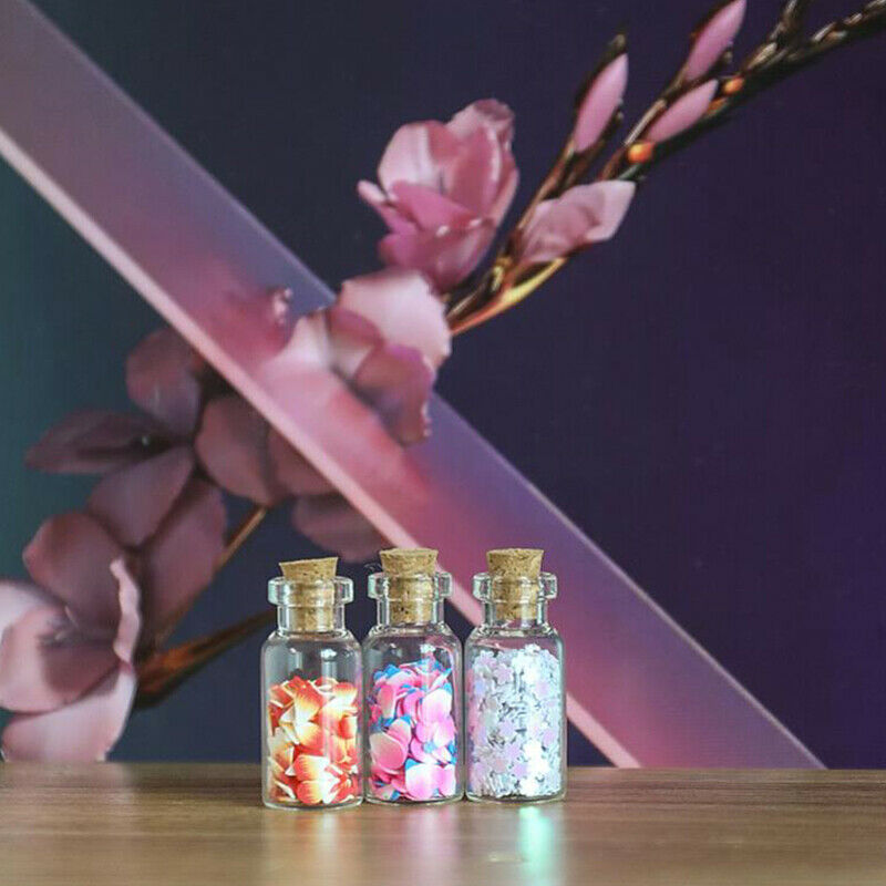 5pcs Mini Glass Bottle Vial Tube Potion Perfume Cork Jars Wish Pendant CharmFCA